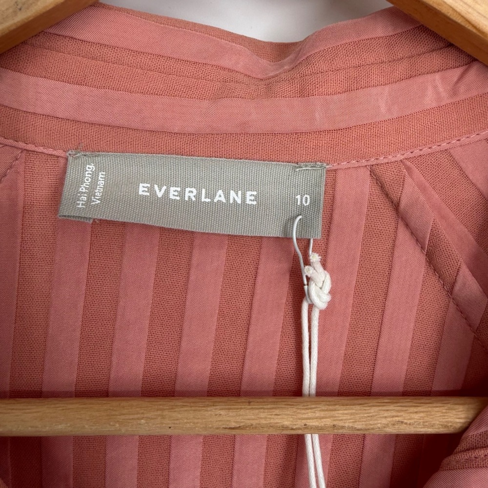 Everlane City Stripe Shirt Pink Tonal Stripe Button Down Raglan Sleeve Rose 10 - Picture 4 of 10